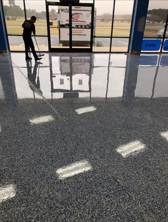 Completed epoxy flake floor